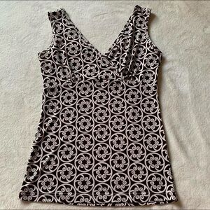Gilmour Y2K Brown & White Funky Patterned Tank Top Sleeveless Blouse